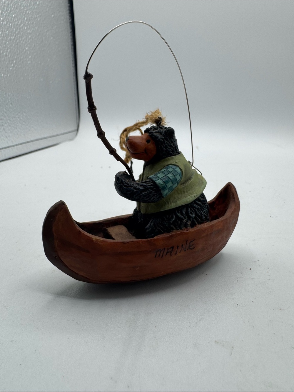 Fishing Black Bear In A Canoe from Maine Christmas Ornament